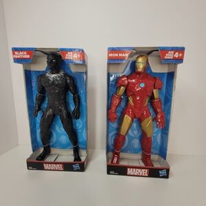 Marvel Black Panther and Iron Man Figures - Black, Red, Gold